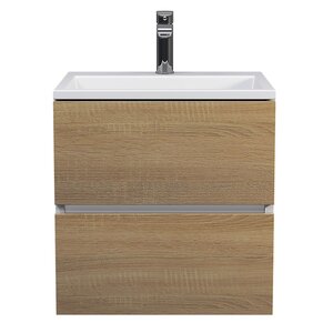 Изображение товара Тумба с раковиной Uperwood Barsa 29830205646, 50 см, подвесная, белая/дуб сонома