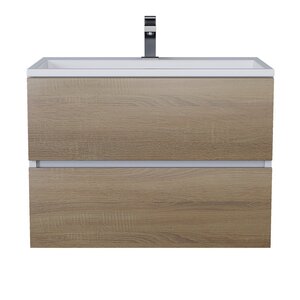 Изображение товара Тумба с раковиной Uperwood Barsa 293020546, 70 см, подвесная, белая/дуб сонома