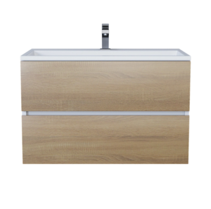 Изображение товара Подвесная тумба с раковиной Uperwood Barsa 80 см белая дуб сонома