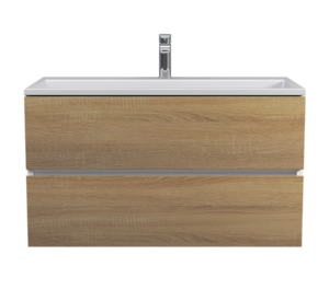 Изображение товара Тумба с раковиной Uperwood Barsa 90 см подвесная белая с дубом сонома