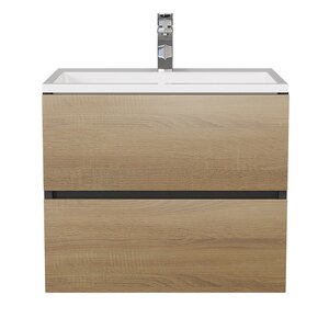 Изображение товара Тумба с раковиной Uperwood Barsa 2930205645, 60 см, подвесная, черная/дуб сонома
