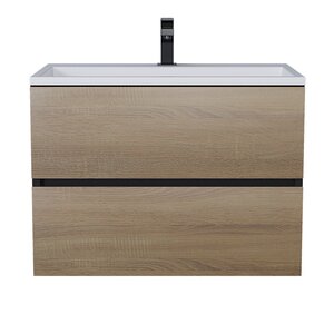 Изображение товара Тумба с раковиной Uperwood Barsa 70 см подвесная черная и дуб сонома