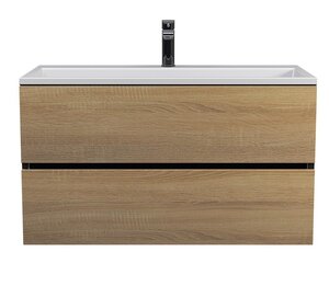 Изображение товара Тумба с раковиной Uperwood Barsa 293020544 100 см черная с дубом