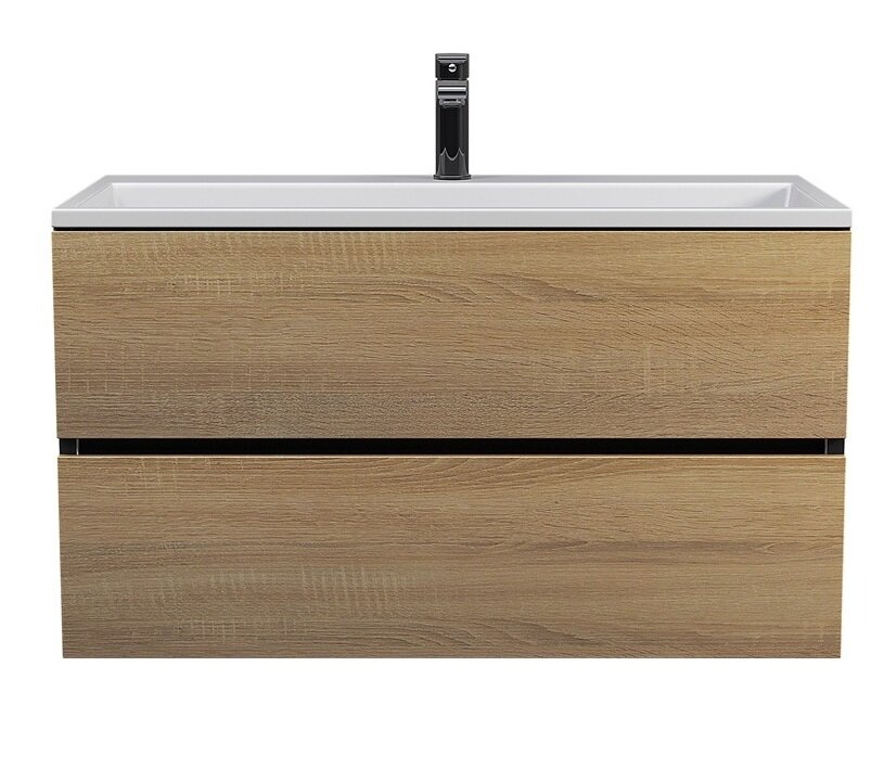 Изображение товара Тумба с раковиной Uperwood Barsa 293020544 100 см черная с дубом