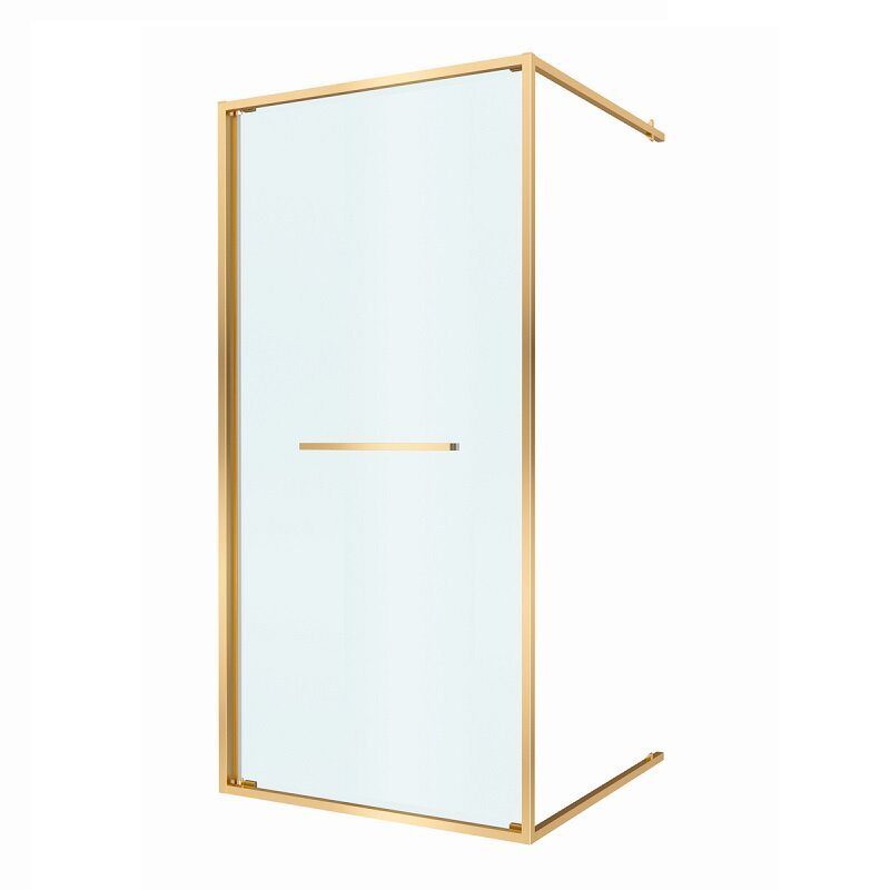 Изображение товара Душевая дверь Cezares LUX-B-FS-1-100-C-BORO, 100 см, дверь открывается внутрь, стекло прозрачное, профиль брашированное золото