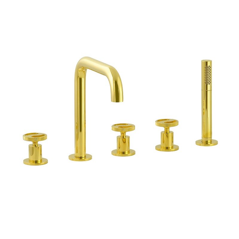 Изображение товара Миглиоре Реверса 25883 Смеситель на борт ванны с душевым гарнитуром золото