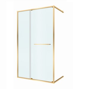 Изображение товара Душевая дверь Cezares LUX-B-FS-11-120-C-BORO, 120 см, дверь открывается внутрь, стекло прозрачное, профиль брашированное золото