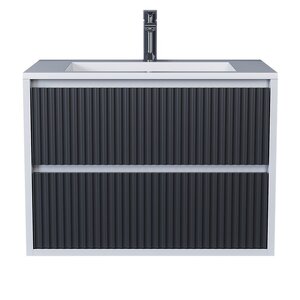 Изображение товара Тумба с раковиной Uperwood Next Premium 3930205163, 70 см, подвесная, белая/графит матовая