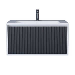 Изображение товара Тумба с раковиной Uperwood Next Premium 3930205166, 80 см, подвесная, белая/графит матовая