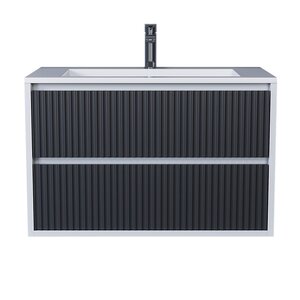 Изображение товара Тумба с раковиной Uperwood Next Premium 3930205167, 80 см, подвесная, белая/графит матовая