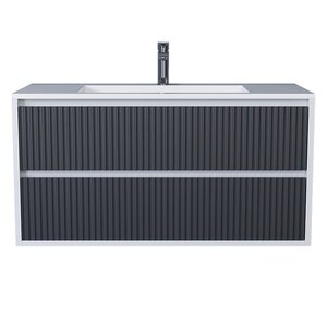 Изображение товара Тумба с раковиной Uperwood Next Premium 3930205171, 100 см, подвесная, белая/графит матовая