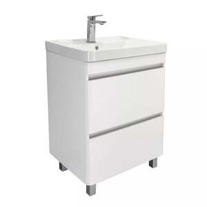 Изображение товара Тумба с раковиной Comforty Валдай 00-00020673, 60 см, напольная, белая матовая