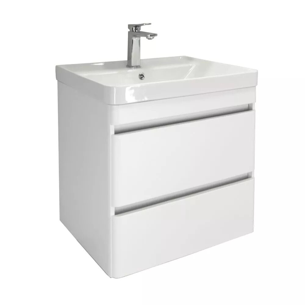 Изображение товара Тумба с раковиной Comforty Валдай 00-00020675, 60 см, подвесная, белая матовая Изображение товара Тумба с раковиной Comforty Валдай 00-00020675, 60 см, подвесная, белая матовая
