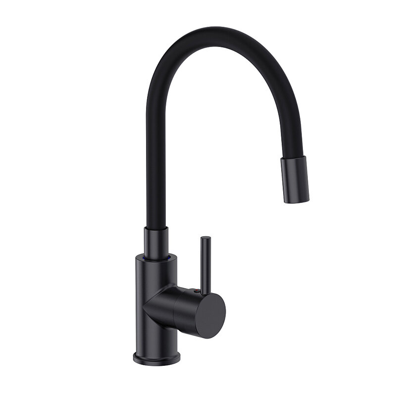 Изображение товара Смеситель для кухонной мойки Domaci Равенна DMC01150BK с гибким изливом черный матовый