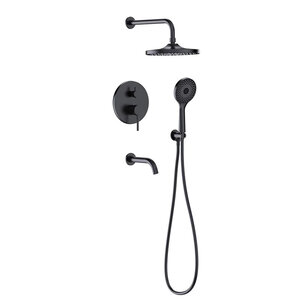 Изображение товара Душевая система Stworki Эстерсунд S31240BK с изливом и 3 режимами лейки, черный матовый