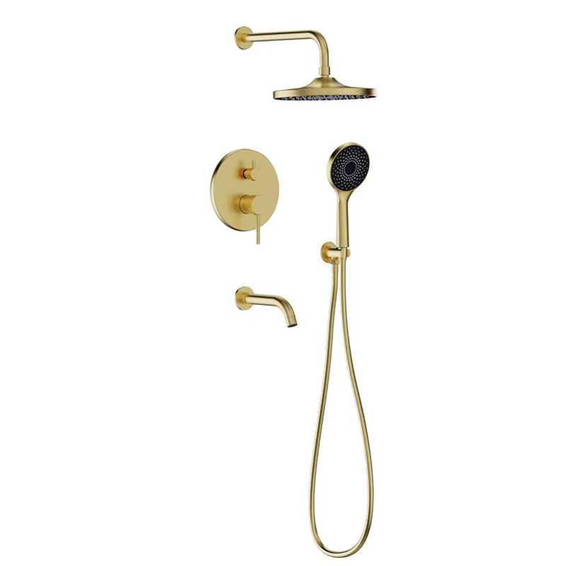 Изображение товара Душевая система Stworki Эстерсунд S31240GM с изливом и матовым золотом