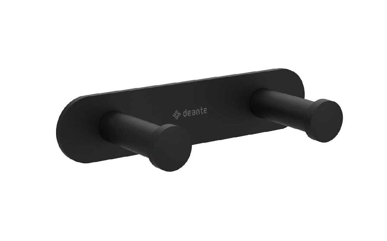 Изображение товара Крючок двойной Deante Jasmin ADJ_N12L, на планке, чёрный матовый