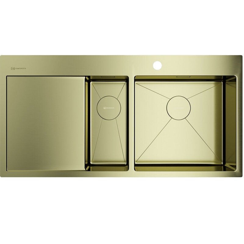 Изображение товара Кухонная мойка Omoikiri Akisame 100-2-R-LG, нерж. сталь, золото, 100 см