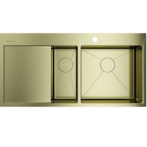 Изображение товара Мойка кухонная Omoikiri Akisame 100-2-R-LG, 4973090, 100 см, крыло слева, цвет светлое золото