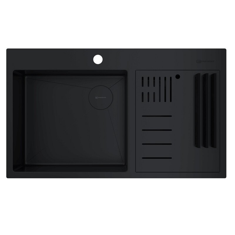 Изображение товара Мойка кухонная Omoikiri Akisame 86-2 Side-GB 4997047, 86 см, цвет графит