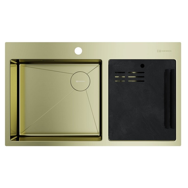 Изображение товара Кухонная мойка Omoikiri Akisame 86-2 Side-LG светлое золото 86 см