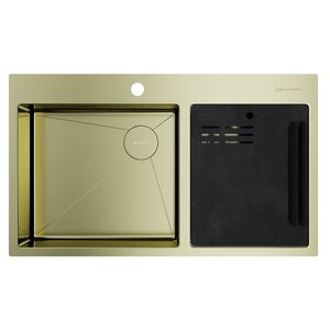 Изображение товара Мойка кухонная Omoikiri Akisame 86-2 Side-LG 4997048, 86 см, цвет светлое золото