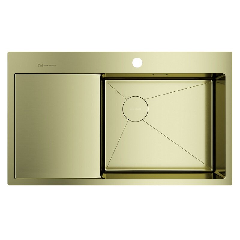 Изображение товара Высококачественная кухонная мойка Omoikiri Akisame 86-L/R Side-GB 86 см золотистая