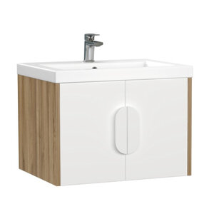Изображение товара Тумба под раковину Cersanit Como A69337, 60 см, подвесная, цвет белый/орех