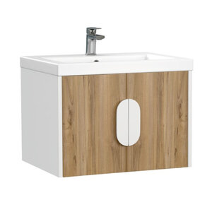 Изображение товара Тумба под раковину Cersanit Como A69341, 60 см, подвесная, цвет орех/белый