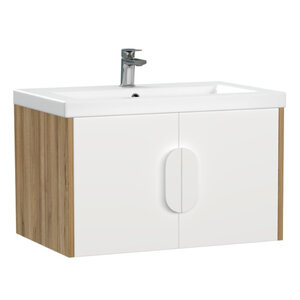 Изображение товара Тумба под раковину Cersanit Como A69338, 70 см, подвесная, цвет белый/орех