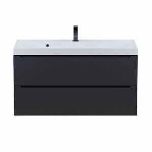 Изображение товара Тумба с раковиной Uperwood Tanos 291020256, 100 см, подвесная, черная матовая Изображение товара Тумба с раковиной Uperwood Tanos 291020256, 100 см, подвесная, черная матовая