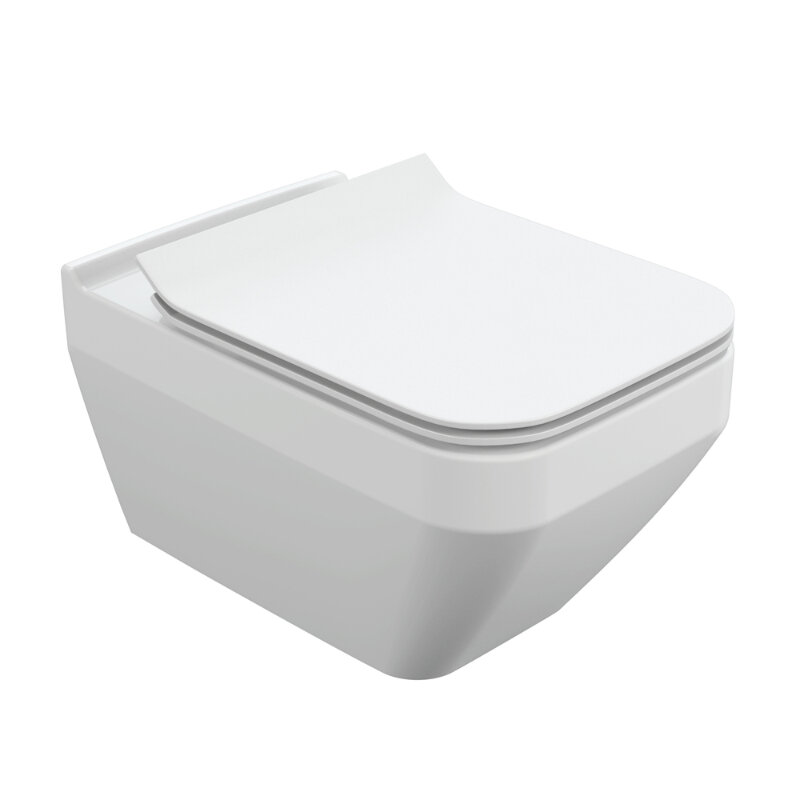 Изображение товара Унитаз подвесной Cersanit Crea Square Clean On DPL EO slim A63115, безободковый, крышка-сиденье микролифт, цвет белый Изображение товара Унитаз подвесной Cersanit Crea Square Clean On DPL EO slim A63115, безободковый, крышка-сиденье микролифт, цвет белый