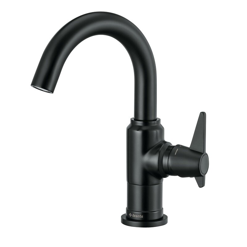 Изображение товара Черный матовый смеситель для раковины Deante Temisto BQT_N21M с донным клапаном