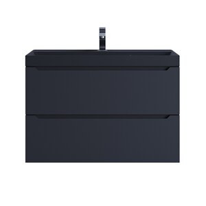 Изображение товара Тумба с раковиной Uperwood Tanos-Classic Quartz 3930421700, 80 см, подвесная, черная матовая/уголь