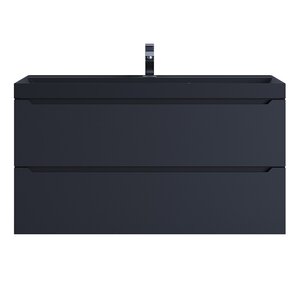 Изображение товара Тумба с раковиной Uperwood Tanos-Classic Quartz 3930421701, 100 см, подвесная, черная матовая/уголь