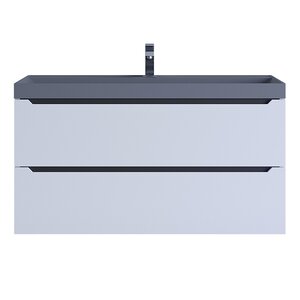 Изображение товара Тумба с раковиной Uperwood Tanos-Classic Quartz 3930421703, 100 см, подвесная, белая матовая/графит/бетон