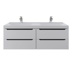 Изображение товара Тумба с раковиной Uperwood Tanos 229111020233, 120 см, подвесная, белая матовая/графит