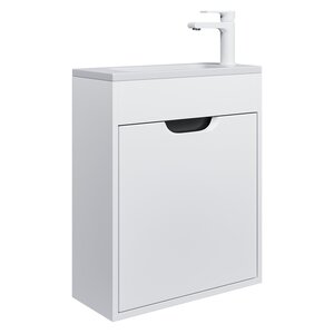 Изображение товара Тумба с раковиной Uperwood Modul 393020555, 50 см, подвесная, белая матовая/графит