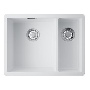Изображение товара Кухонная мойка Omoikiri Kata 55-2-U-WH из Artgranit, белая, 55 см, двухчашевая