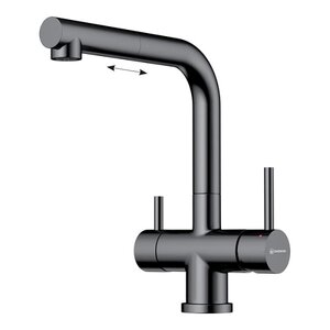 Изображение товара Смеситель Omoikiri Takamatsu-S-GM 4994564 для кухонной мойки под фильтр, вороненная сталь