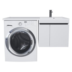 Изображение товара Тумба с раковиной Uperwood Magenta 52930205151/51930205151, 60 см, подвесная, над стиральной машиной, чаша слева/справа, белая матовая/графит
