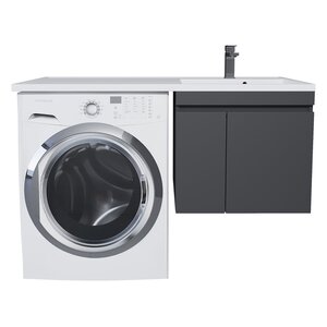 Изображение товара Тумба с раковиной Uperwood Magenta 52930205152/51930205152, 60 см, подвесная, над стиральной машиной, чаша слева/справа, черная матовая