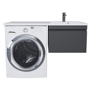 Изображение товара Тумба с раковиной Uperwood Magenta 52930205155/51930205155, 60 см, подвесная, над стиральной машиной, чаша слева/справа, черная матовая