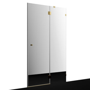 Изображение товара Душевая дверь WasserKRAFT Ems 76H 120 см зеркальное стекло золотая фурнитура