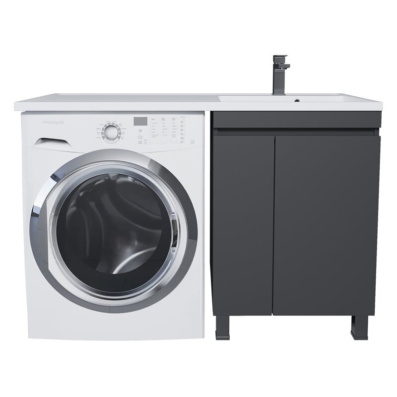 Изображение товара Тумба с раковиной Uperwood Magenta 52930205158/51930205158, 60 см, напольная, над стиральной машиной, чаша слева/справа, черная матовая Изображение товара Тумба с раковиной Uperwood Magenta 52930205158/51930205158, 60 см, напольная, над стиральной машиной, чаша слева/справа, черная матовая