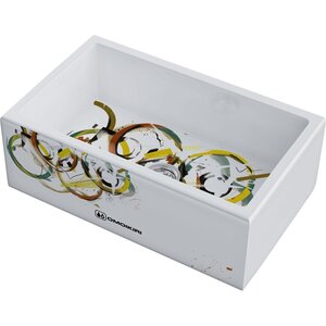 Изображение товара Кухонная мойка Omoikiri Mikura 76-Tokyo NATCERAMIC 76 см белая с принтом, с двумя стилями фронтальн