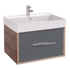 Изображение товара Тумба под раковину Jacob Delafon Vivienne EB1666-E75-J54, 60 см, корпус дуб давос натуральный, фасад серый матовый, ручки хром