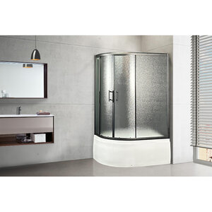 Изображение товара Душевой уголок Royal Bath 120x80 см раздвижной с рифлёным стеклом черный профиль