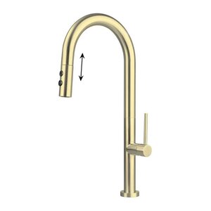 Изображение товара Смеситель для кухонной мойки Deante Olfato BQO_R72M, с вытяжным изливом, золотое матовое покрытие