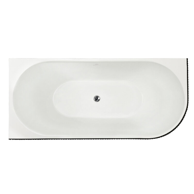 Изображение товара Акриловая ванна Royal Bath Nero RB710302BL-L-CH/RB710302BL-R-CH 170x78 см асимметричная белая/черна